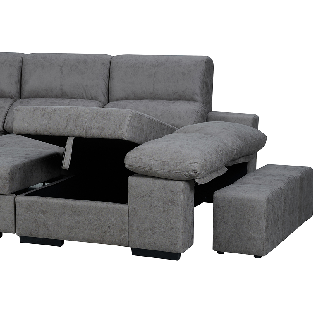 Chaiselongue Cama Huesa: Sofá Cama Nido Reversible Arcón Puffs - Imagen 4