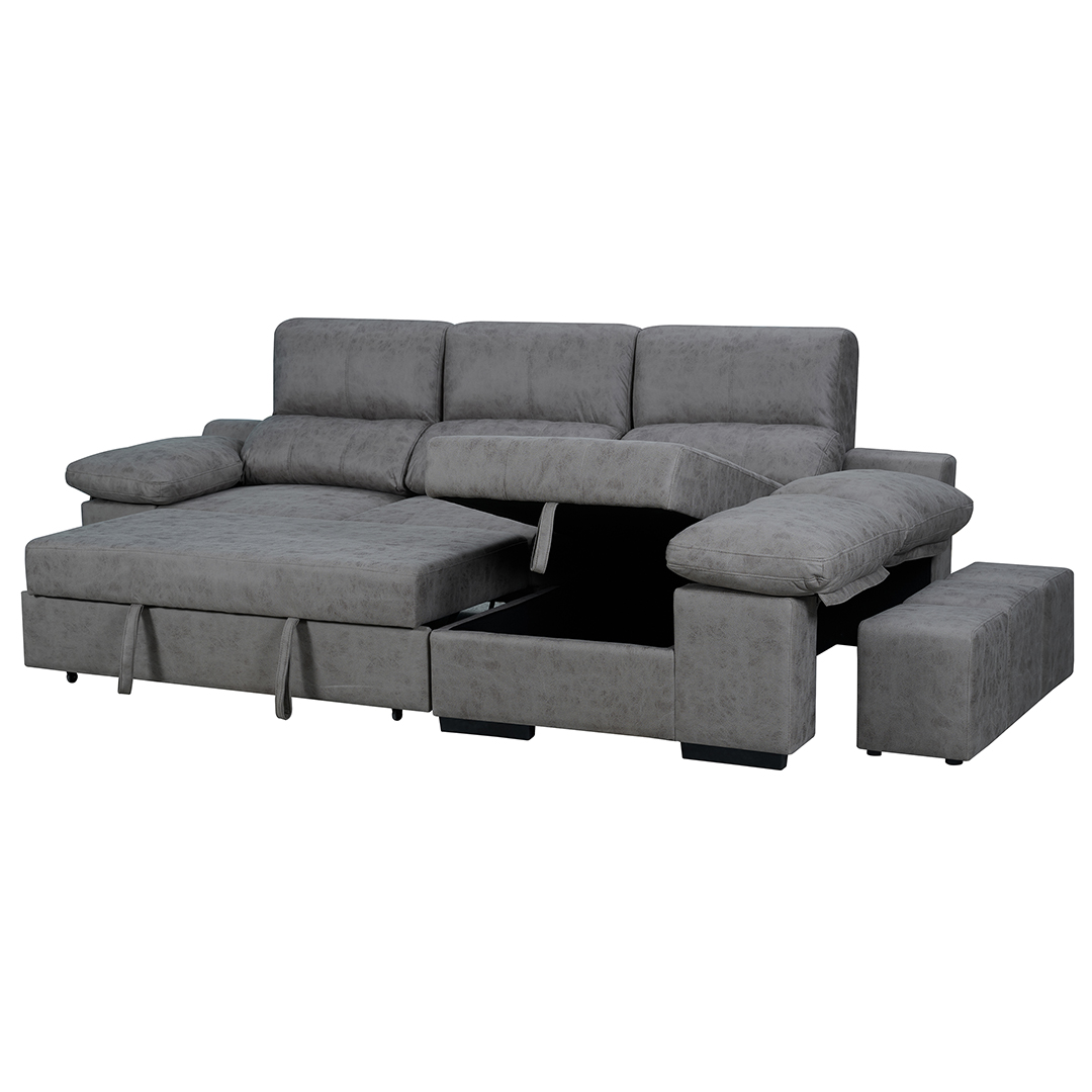 Chaiselongue Cama Huesa: Sofá Cama Nido Reversible Arcón Puffs - Imagen 2