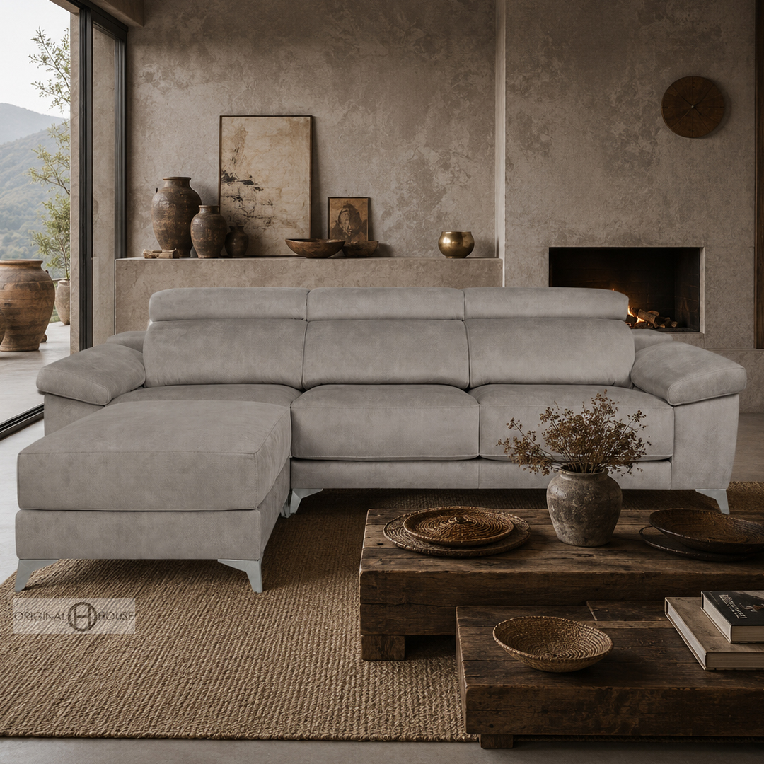 Chaiselongue Reversible Orion: Asientos Deslizantes Respaldos Abatibles Brazos con Arcón